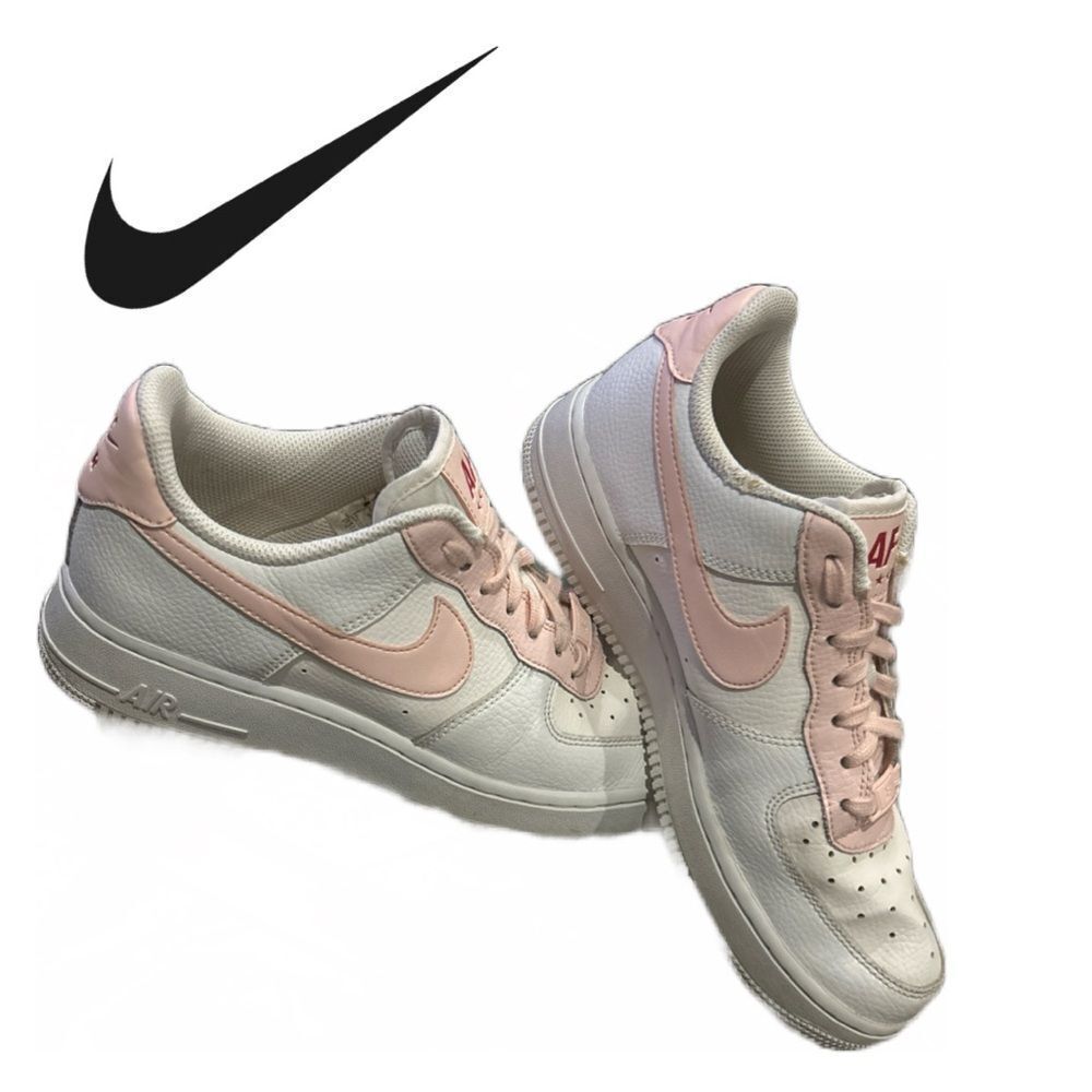 Nike Pink and White Air Force 1 AF1‎ - Size 8